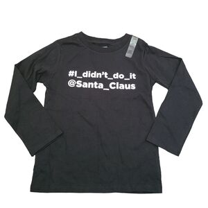 Childrens Place Boys Black Long Sleeve T Shirt Sz 5T Christmas Santa Claus Tee
